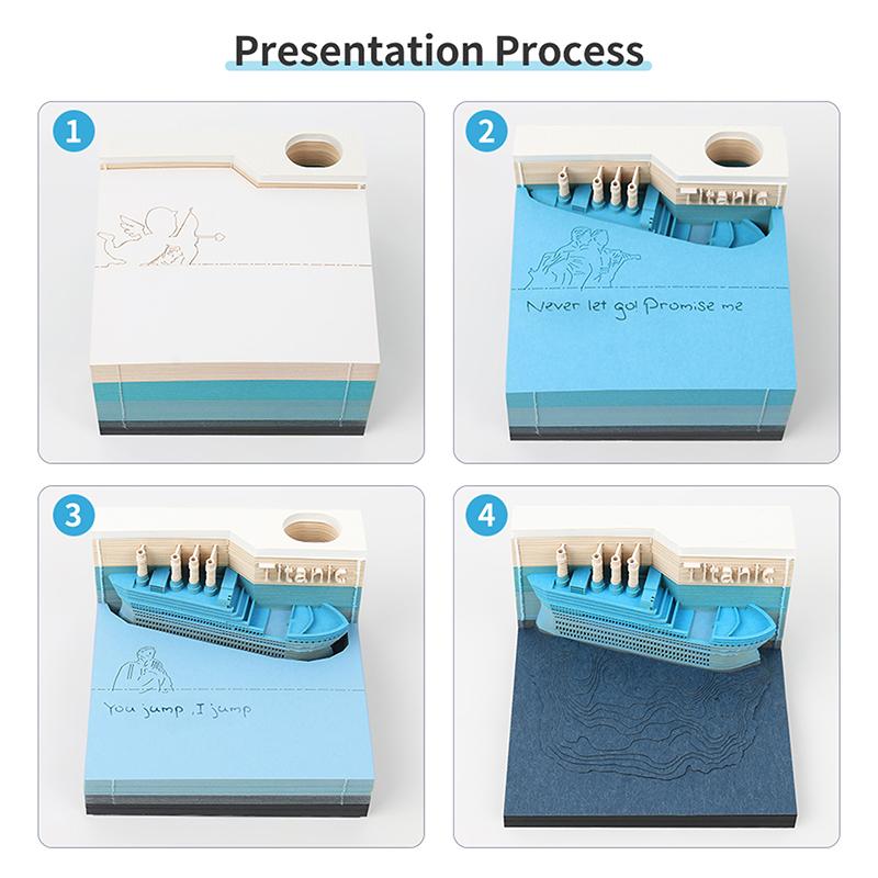 

Календарь-часы 2026 Настольный календарь со светодиодной подсветкой 3D Отрывной календарь Бумажная резьба Искусство Блокнот для заметок Подарок Рождество