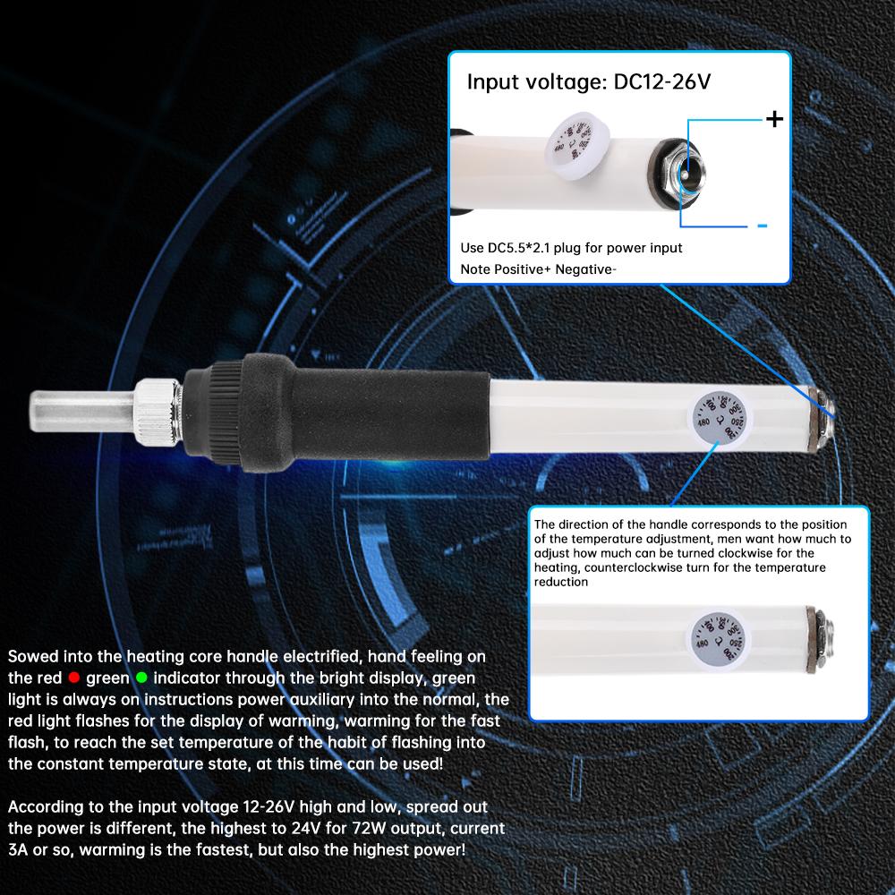 DC 12-26V T12 Handle Portable Welding Table Handle Adjustable Temperature Household Welding Pen