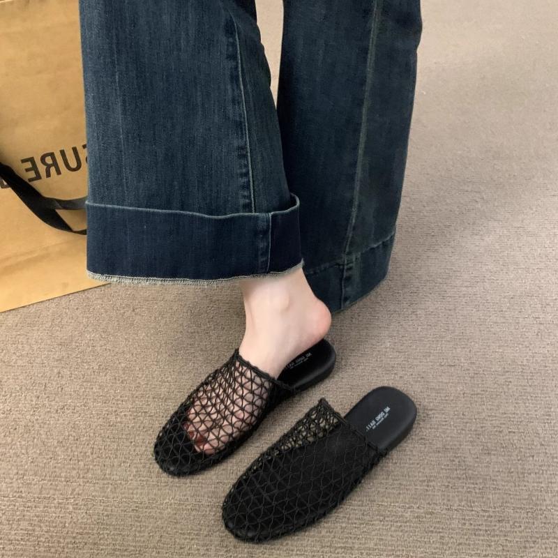 Fashion Fashion Women Fishing Net Sandals Summer New Round Toe Flat Shoes Simple Versatile Women's Slippers Comfort Non Slip Woman Shoes