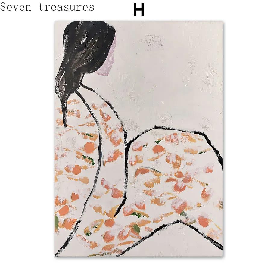 

Abstract Minimalist Line Girl Wall Art Canvas Painting, Nordic Posters and Prints, Pictures for Living Room Decor, Black and Whi 21x30cm No Framed