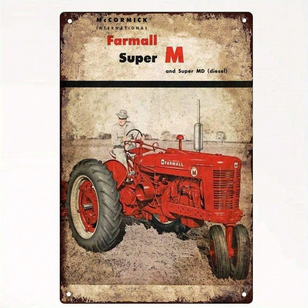 

Vintage Farmall Tractor Metal Poster Wall Decor Retro Tin Sign Garage Man Cave