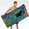 Schwarze Katze Kunst Ölgemälde Handtuch Mikrofaser Strandhandtuch Saugfähig Schnell trocknend Weich Yoga Schwimmen Resort Bergsteigen Handtuch