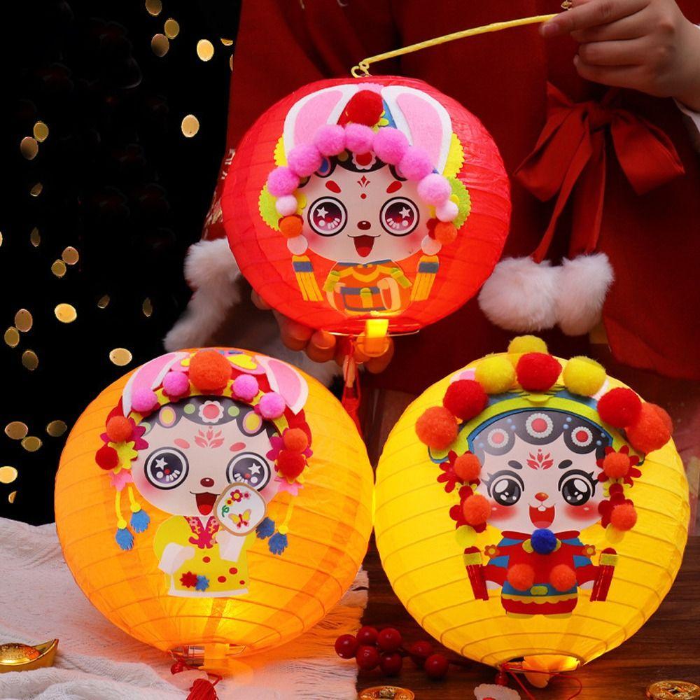 Cute Chinese Rabbit Lantern Traditional LED Lantern Toys Handheld Paper Lantern New Year