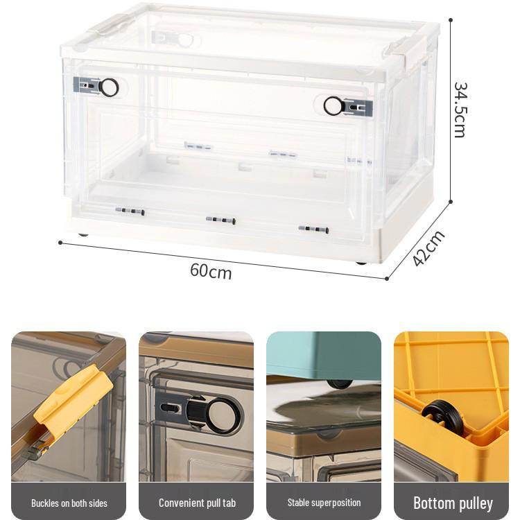 Large Outdoor Portable Transparent Foldable Storage Box for Clothes, Toys, Snacks, Books - Dustproof and Ideal for Home Use.