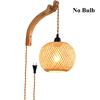 Bamboo Lantern Plug In Wall Sconces Wicker Woven Rattan Wall Light Farmhouse Rustic Wall Sconces for Living Room Bedroom