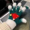 Snowflake Christmas Tree Gloves For Women Winter Plush Warm Thick Gloves Touch Screen Fluffy Fur Cycling Gloves Student Gifts