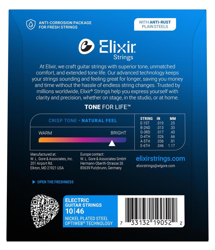 Elixir Electric Guitar Strings OPTIWEB Light of .010-.046 #19052 (Set 2)
