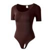 Butt-Lifting, Waist-Cinching, Tummy-Flattening Seamless Short-Sleeved Thong Shapewear Bodysuit
