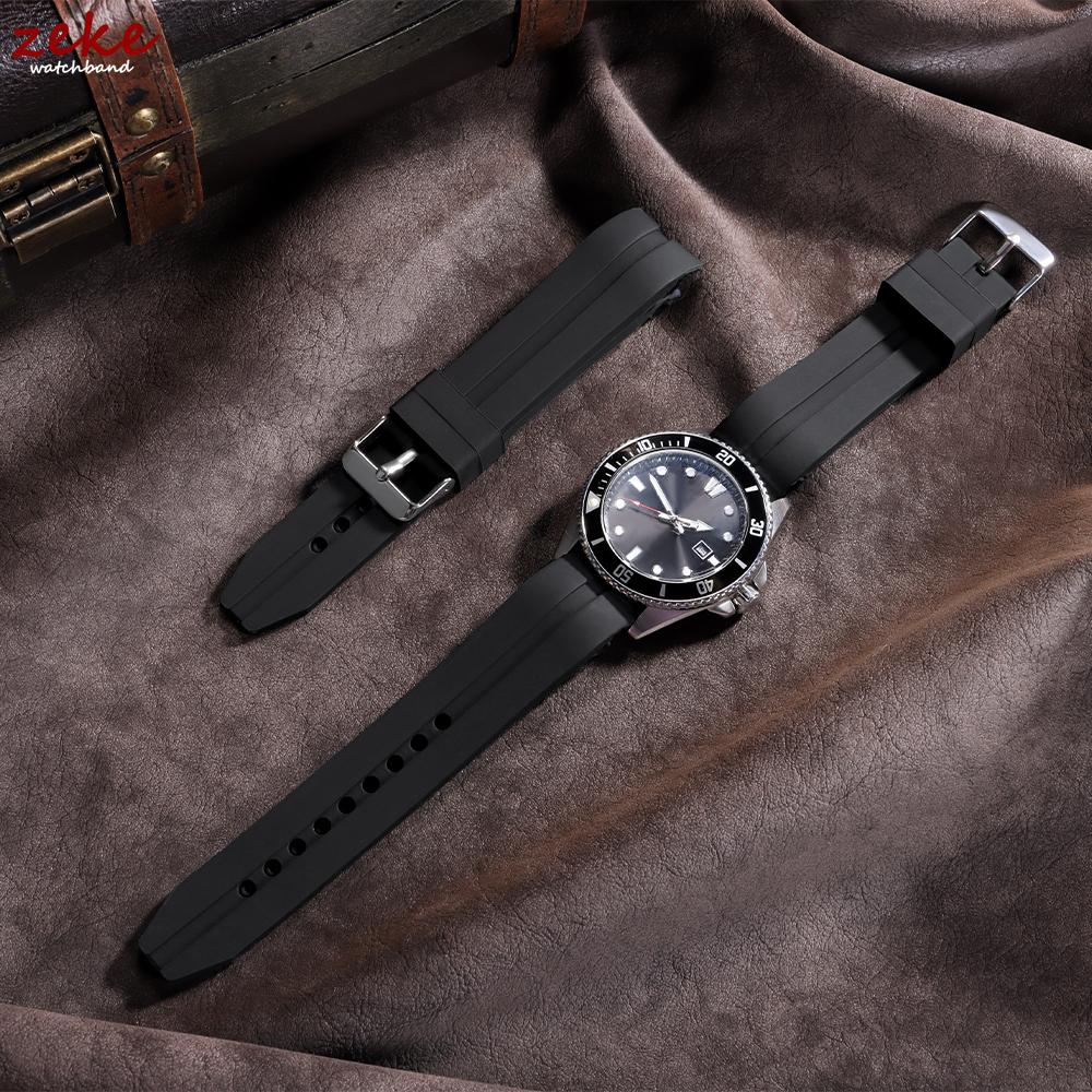 22/24/26mm Gummiarmbänder Gebogenes Ende Silikon Uhrenarmband für Seiko Tauchen Wasserdichtes Armband Herren Weiches Armband Universelles Armband