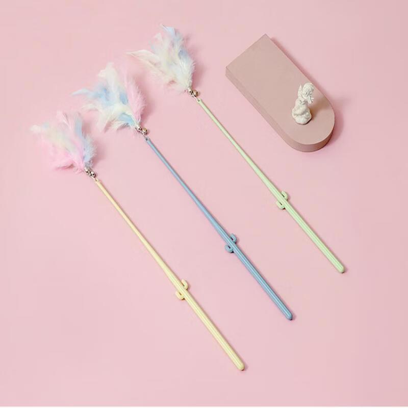 Wuto Fresh Style Colorful Feather Cat Teaser Wand