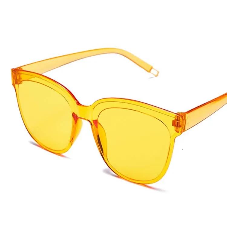 Retro Cat Eye Sunglasses Woman One-piece Rimless Designer Sunglasses Women Transparent Color Cute Sexy Vintage Pink Black Ladies