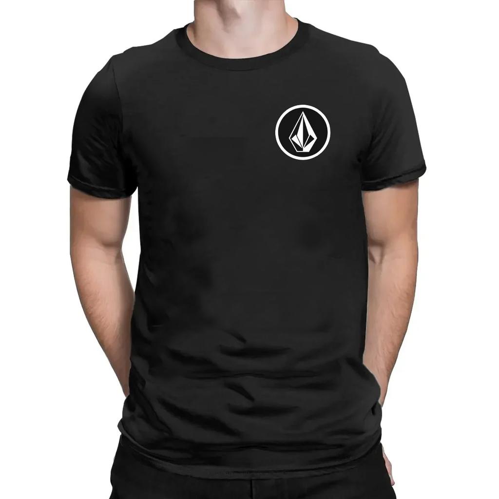 T-shirt Unisex Doppia Faccia Casual Sportiva Pullover Magliette Volcom Stampa Stone 100% Cotone T-shirt Viaggio all'Aperto Top Neri Manica Corta