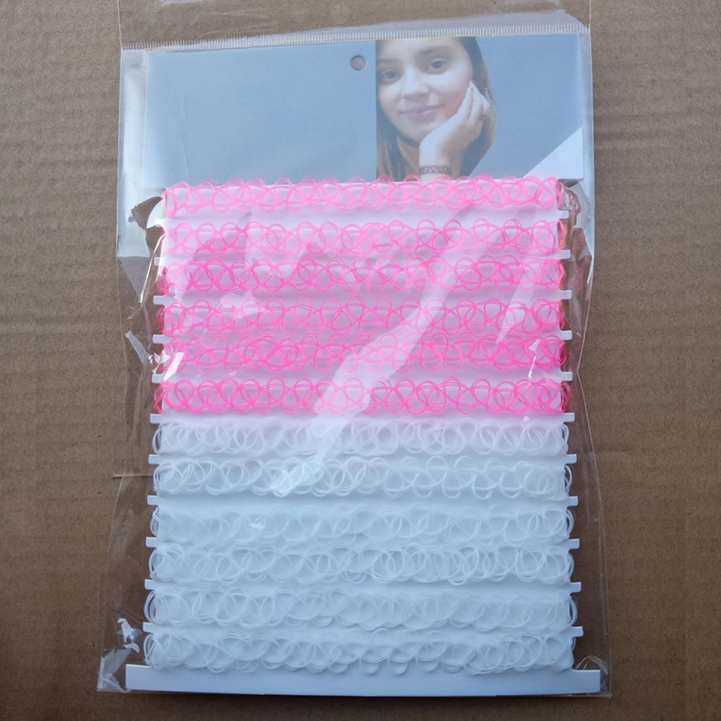 12pcs/lot Hot Sell Vintage Hippy Stretch Tattoo Choker Necklace Elastic Chocker Necklace Fishing Line Tattoo Colorful Necklace