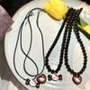 Vintage Niche Dark Kitty Cat Necklace Cartoon Cute Premium Sense Beaded Collarbone Chain Love Pendant Necklace