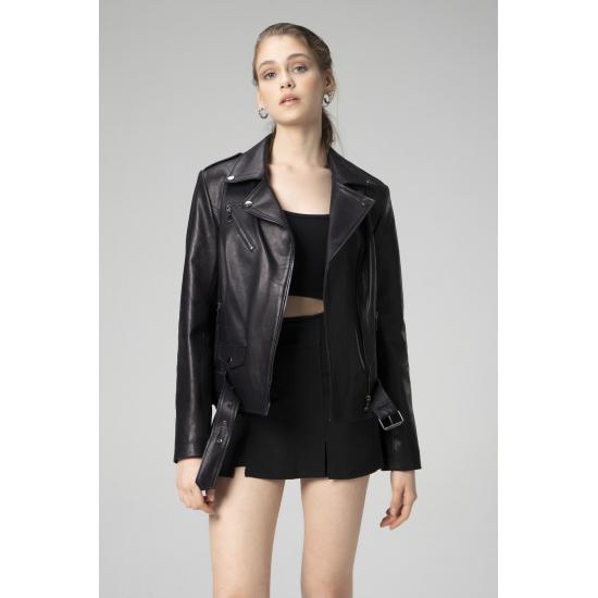 Palton de damă, elegant și confortabil K2165 Jumbo, din piele naturală, de damă