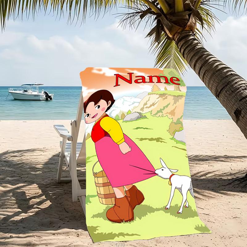 Customizable personalized beach towels Heidi themed designs.Suitable for the beach, yoga, sports;ideal as beach accessories