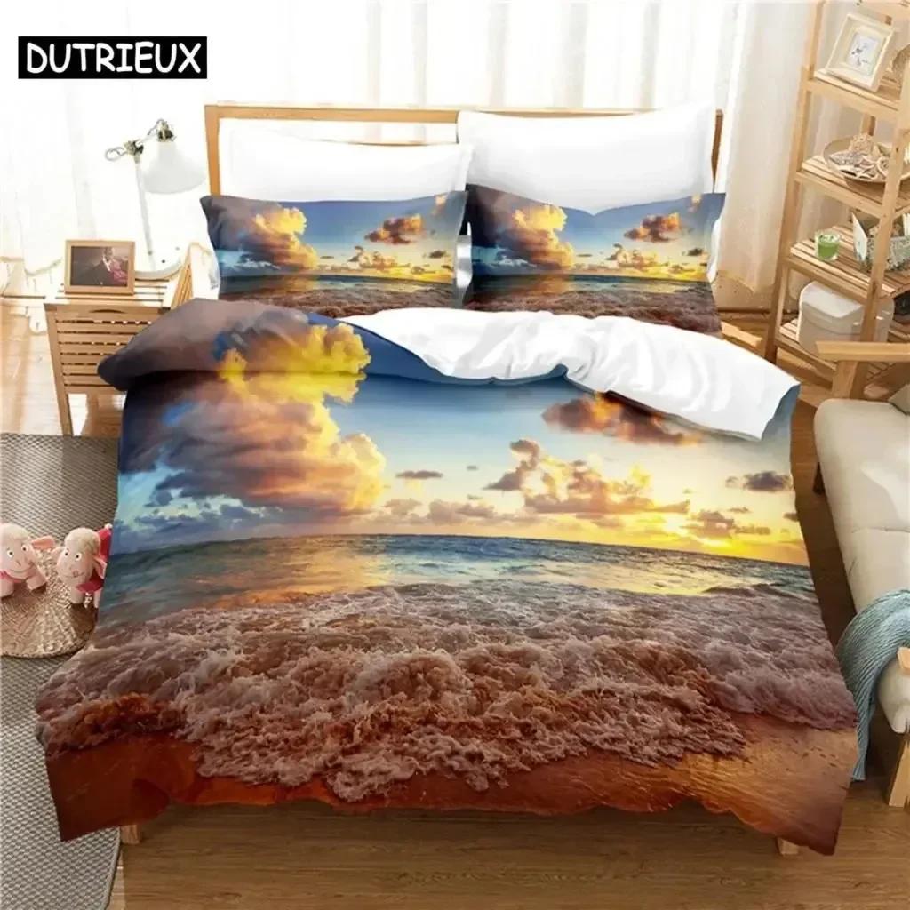 Luxury New 3D Print Seaside  Beach Bedding Set Single Twin Double Queen King Cal King Size Bed Linen Set