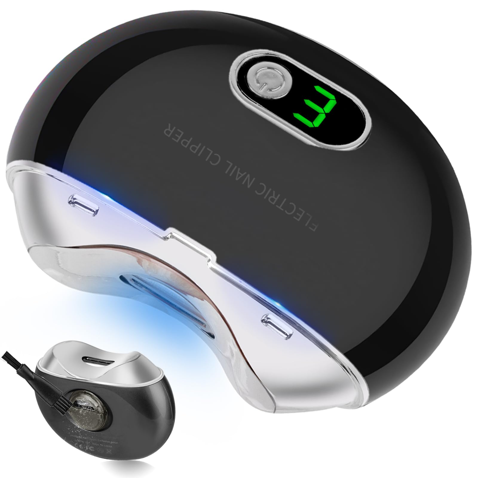 

YAMOOCO Электрические кусачки для ногтей Пилка для ногтей Электрическая пилка для ногтей с УФ-светодиодом Низкий Легкий в использовании Включает Отходы Ноготь Электрические кусачки для и Включает Кисть [2025 чёрный