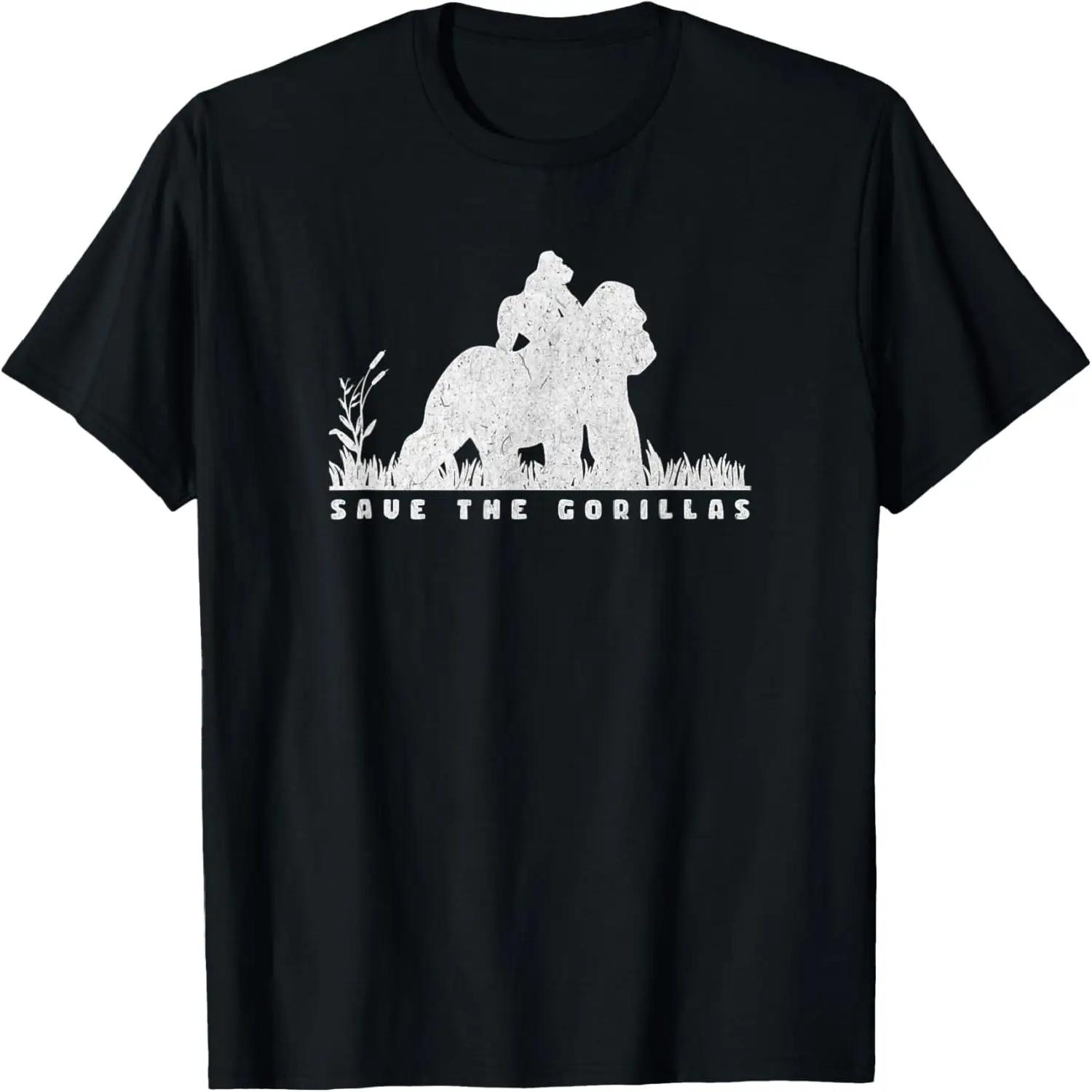Save the Gorillas - Mama & Baby Gorilla T-Shirt S чёрный