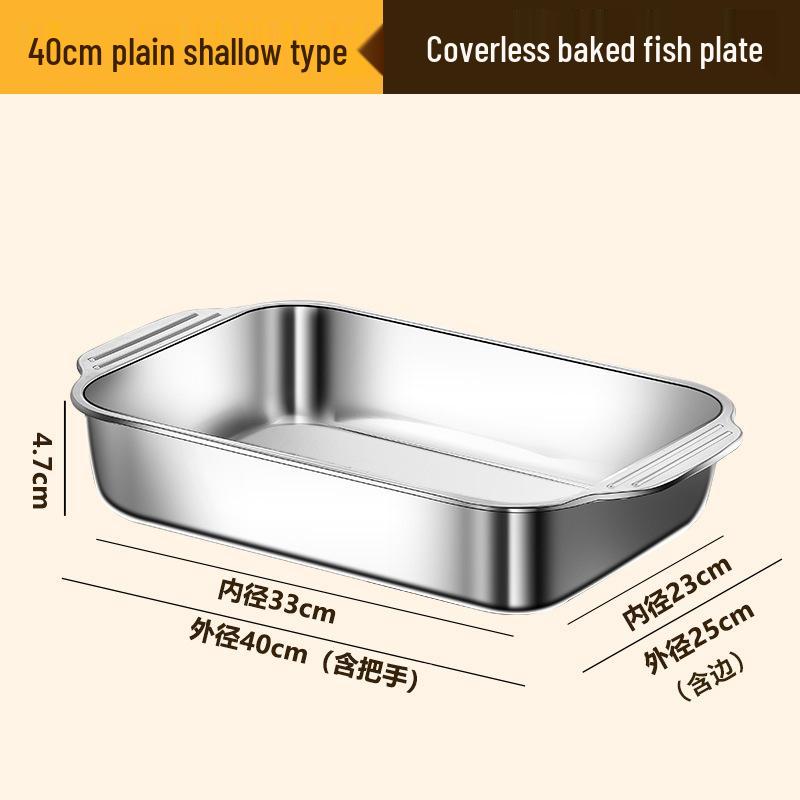 Rectangular Stainless Steel Deep Dish Grilled Fish Pan with Lid for Induction Cooktops - Ideal for Crayfish and Barbecue.