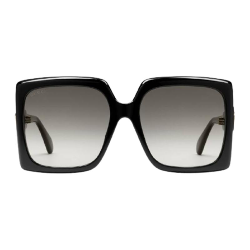 Gucci Double G Full Frame Black Plate Frame Square Sunglasses Women's Model