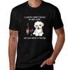 Maltese and Wine Funny Dog TShirt Casual Pattern Print Tee Shirt