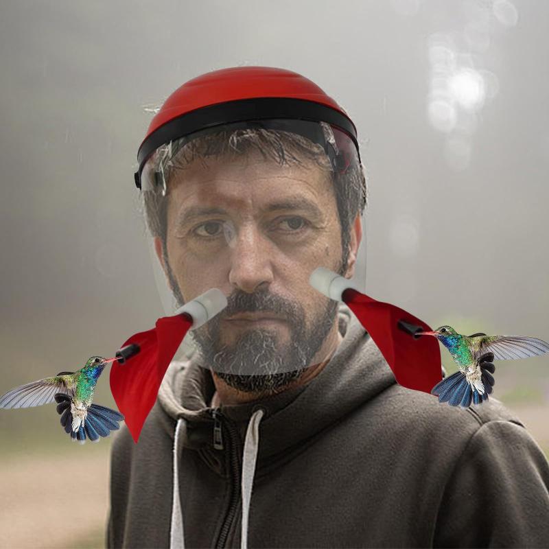 Wearable Hummingbird Feeder, Hummingbird Face Cover Feeder With 3 Feeding Ports, Window Bird Feeder