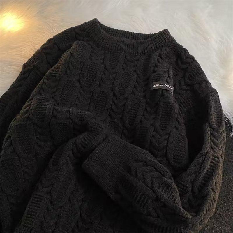 Autumn and Winter Sweater Men's Crew Neck Pullover Japanese Retro Teenager Loose Trendy Brand Design Sense Niche Knitted Sweater