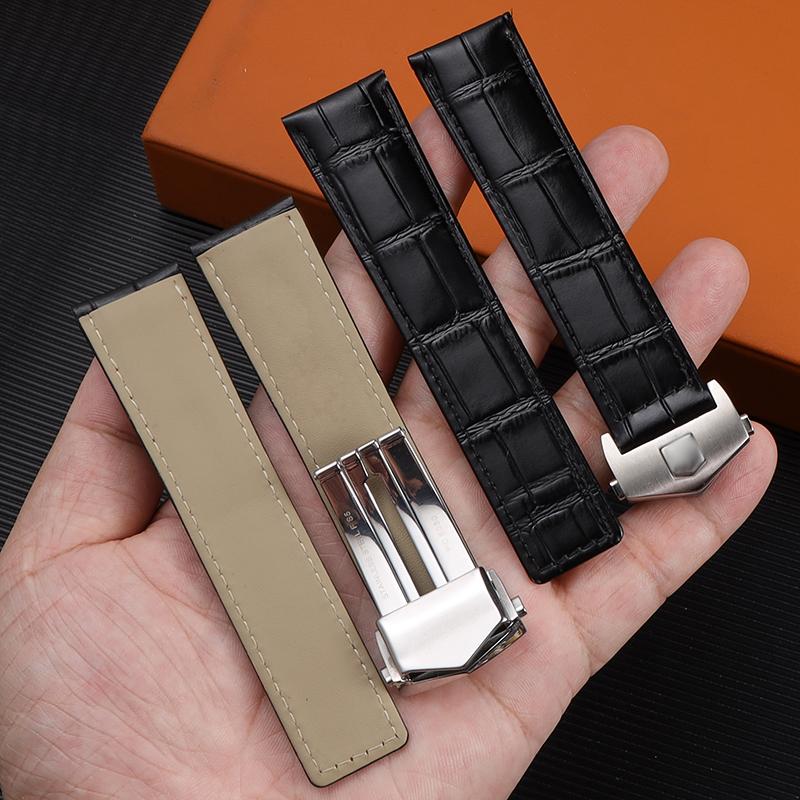 Классический 24 мм 20 мм 22 мм для TAG Heuer Calera кожаный ремешок для часов Синий — фото 5