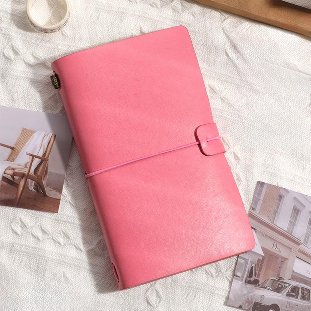 

A6 Vintage Notebook PU Leather Blank Kraft Diary Note Book Journal Sketchbook Stationery School Office Supplies A6 рожевий