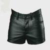 2023 Summer European & American Men's PU Leather Slim Shorts - Casual Solid Color