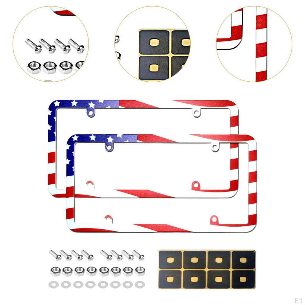 2Pcs American Flag License Plate Frame,Car Number Holders US Car Frame Covers for