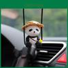 Creative Cartoon Panda Car Hanging Decoration Resin Material Cute Style Grass Hat Panda Car Interior Decor