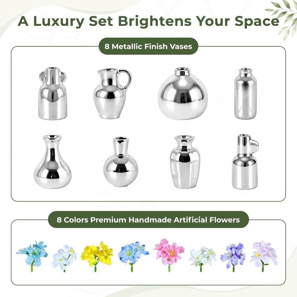 8Pcs Creative Mini Ceramic Vase Magnets DIY Refrigerator Magnets Vase Living Room
