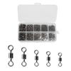 500PCS High Carbon Steel Rolling Barrel Fishing Swivels 4# 6# 8# 10# 12# Heavy Duty Fishing Bearing Swivels Mini Black