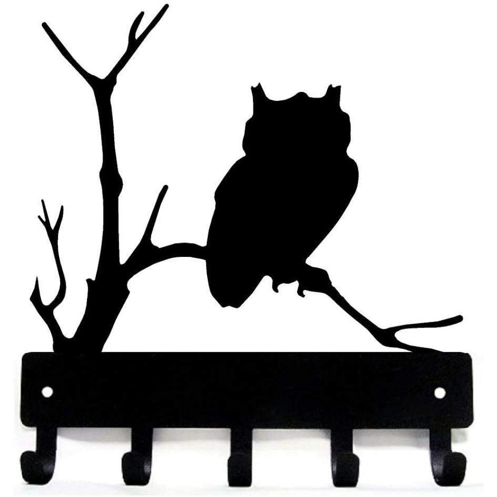 

Owl Key Holder Wall Art 6 Inch 9 Inch Metal Hanger 6 inch wide (Sm)