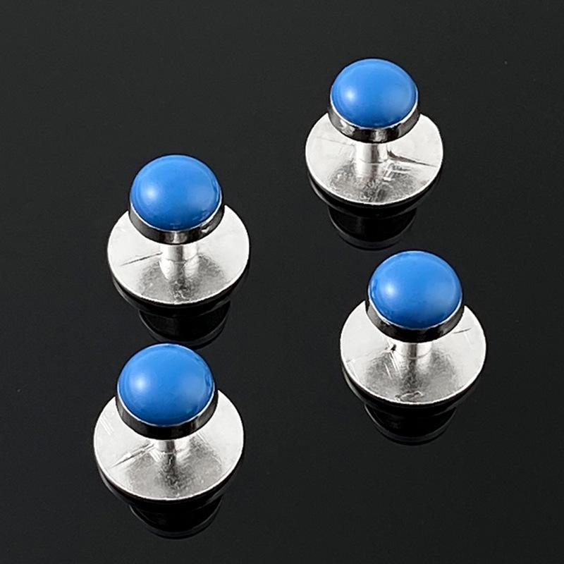 Silver Round Cufflink & Tuxedo Stud Set for Men's Wedding or Party