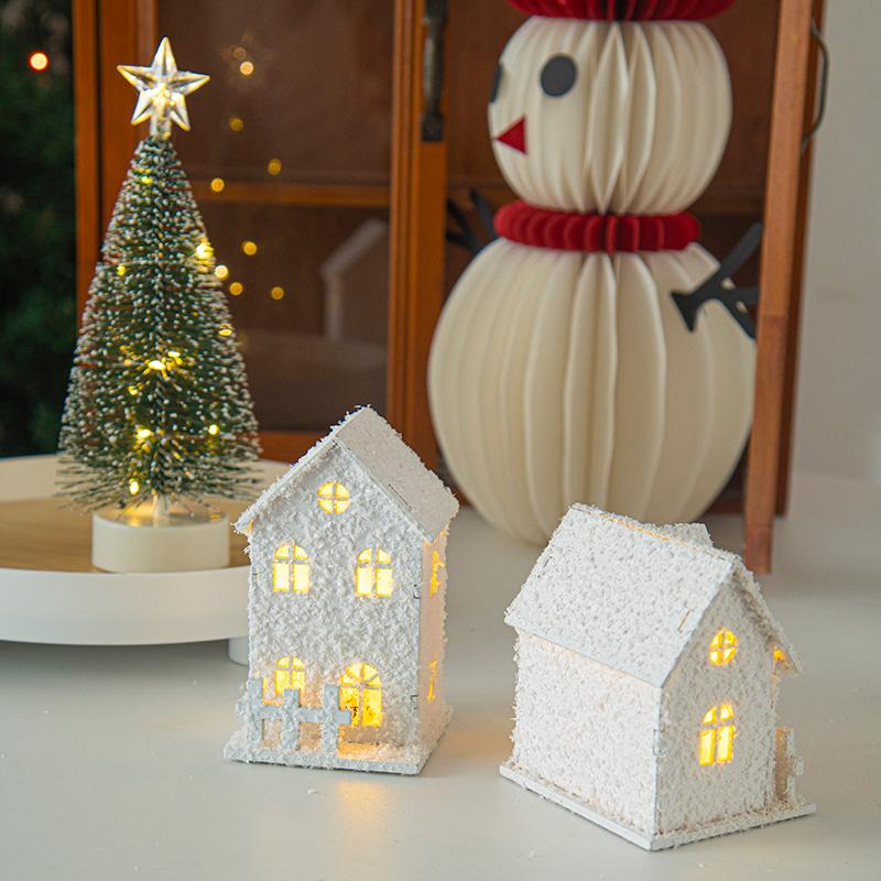 Christmas Glowing Snow House Desk Ornament Christmas Gift 2026 Glowing in The Dark Xams Tree Train Ornament Home Decor