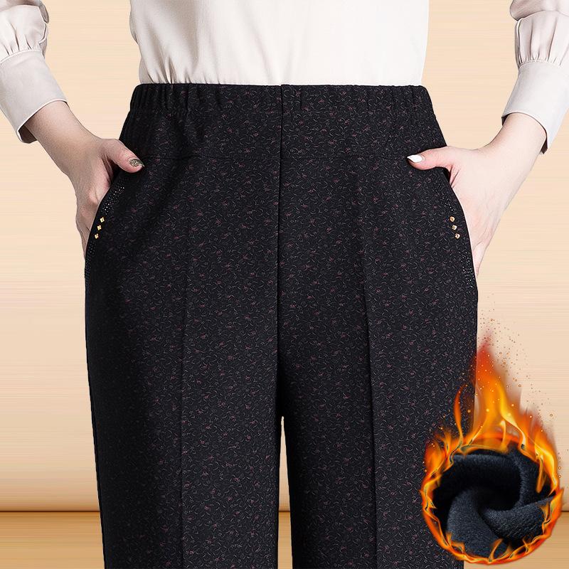 XL-8XL Long Loose High-waisted Trousers Women's Autumn and Winter Trousers Elastic Elastic Waist Plus Thin Velvet Plus Size Women's