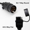 EU To US Trailer Light Converter 7 Pin Round Adapter European Trailer To 4 Pin Flat Socket American Vehicle Tow Hitch Wire Plug