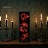 Dark Fantasy Wohnaccessoires 3 Stück Halloween 3-stufige Totenkopf-Buchstützen, Gotische Harz-Regaldekoration für Büro, Einzigartige Buchstopper Spukiges Skelett