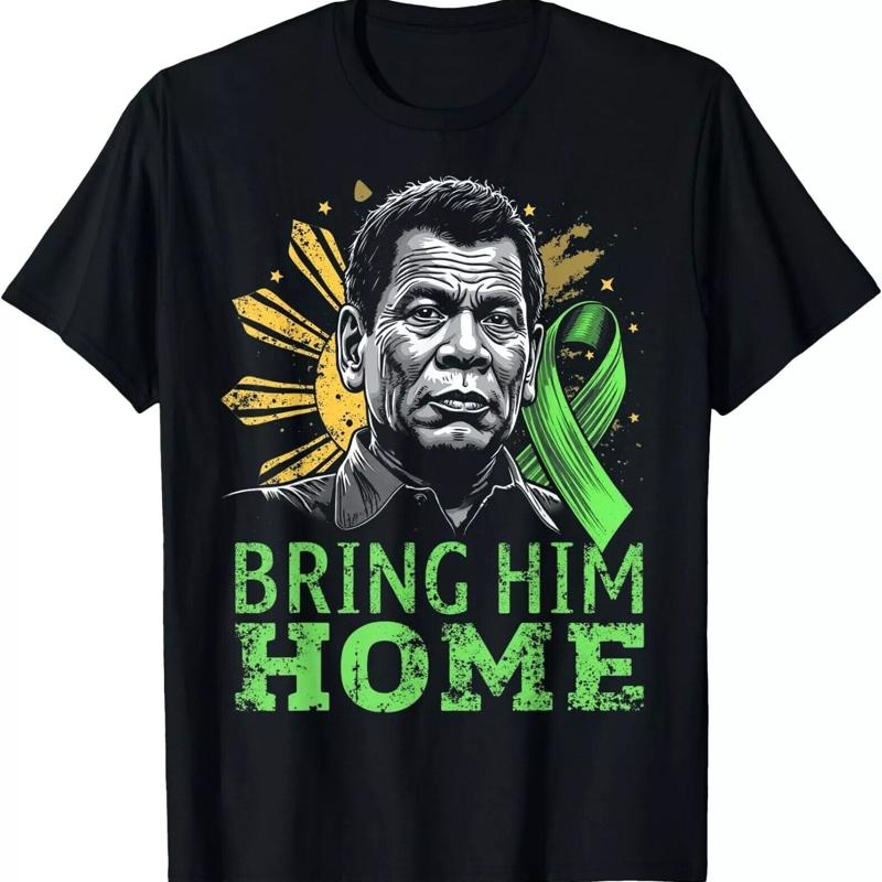 Duterte Porträt Philippinische Sonne Grünes Band Bringt Ihn Nach Hause T-Shirt