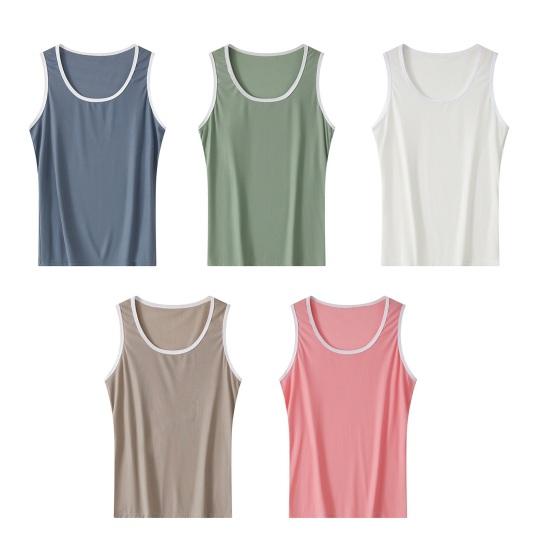 Men Sleeveless T-Shirt Round Neck Cool Ice Silk Muscle Shirt Breathable Moisture Wicking Tank Top Summer Vest for Gym Workout Casual Wear