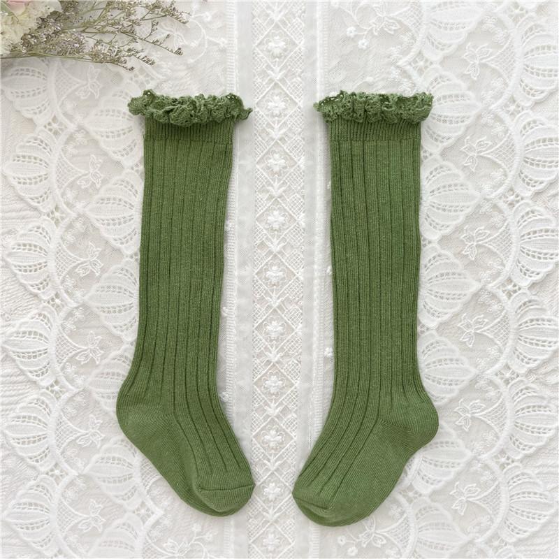 Ruffle Kids Knee High Socks Baby Girls Toddlers Long Soft Cotton Sock Lace Flower Children School Uniform Socks For 0-8Years