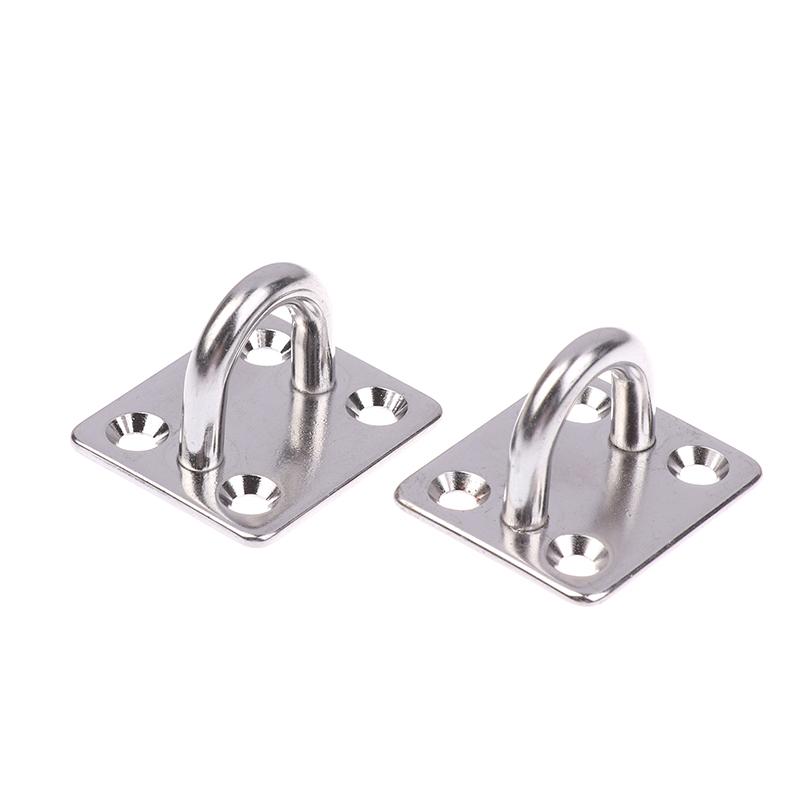 2Pcs Universal Square Eye Plate With Round Ring Stainless Steel Ship Bolt Seat Fixing Buckle Marine Sunshade Sail Accessories