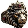 3D Stereo Crown Lion King Ring with Antique Ruby-Carved Lion Design - European American Hip Hop Jewelry.