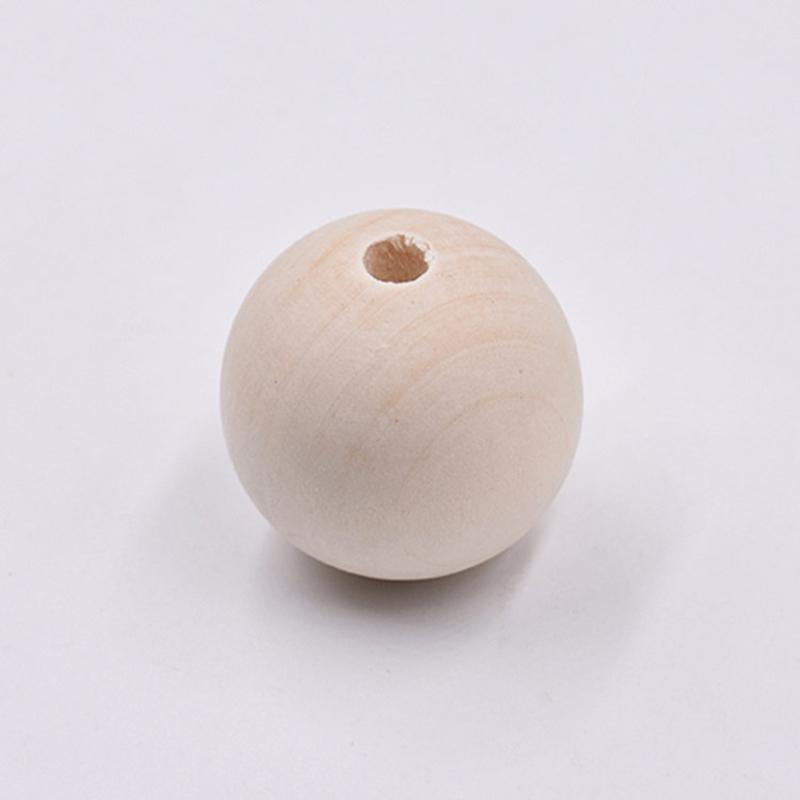 1~200pcs 4~50mm Solid Through-hole Wooden Ball Round Natural Wood Loose Big Hole Beads For DIY Crafts Woodcraft DIY Making