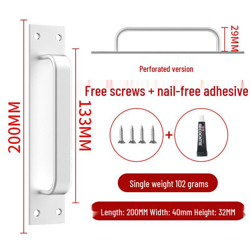 Aluminum Alloy No-Drill Door Handle for Glass, Window, Balcony, Sliding, and Cabinet Doors