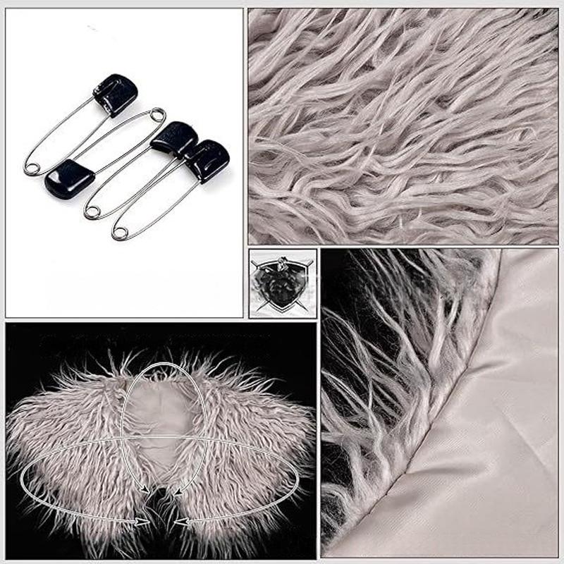 1Pc Viking Shawl Stage Performance Halloween Role Play Shoulder Wrap Medieval Warrior Collar Faux Fur Men Cape