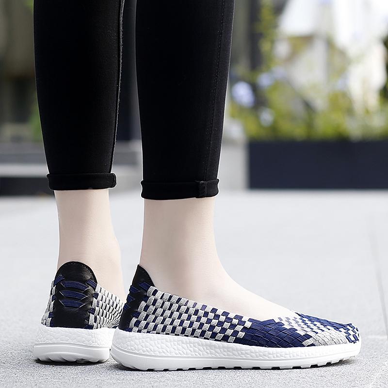 Mocassini Estivi Rosa Scarpe da Passeggio sulla Spiaggia Donna Multicolore Intreccio Casual Morbidi Slip-on Mocassini Piatti Intrecciati Scarpe da Ginnastica Taglie Forti